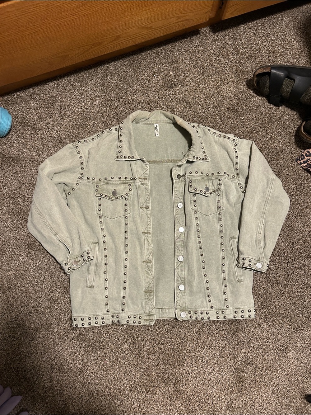 ePretty Sage Studded Denim Jacket